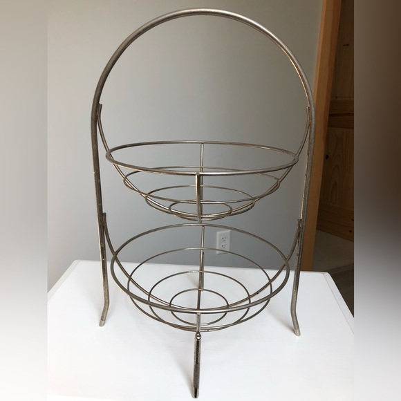 Vintage Two Tier Metal Display Baskets Stand - Picture 3 of 14